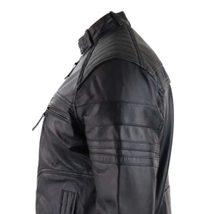 Veste noir marron style vintage vieilli biker décontracté pour homme avec fermeture éclair - Infinity Leather - 6