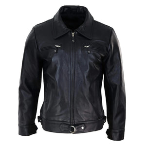 Men's Black Brown Zip Box Jacket Classic Car Coat - Infinity Leather - 1
