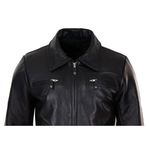 Men's Black Brown Zip Box Jacket Classic Car Coat - Infinity Leather - 3
