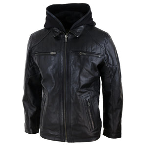 Herrenjacke 100% Echtleder Abnehmbarer Kragen Weiches Nappa - Infinity Leather - 2