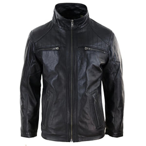Herrenjacke 100% Echtleder Abnehmbarer Kragen Weiches Nappa - Infinity Leather - 4