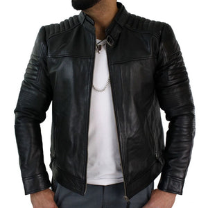 Giacca Corta da Uomo Biker Vera Pelle Taglio Classico Retro Vintage Elegante - Aviatrix - 3