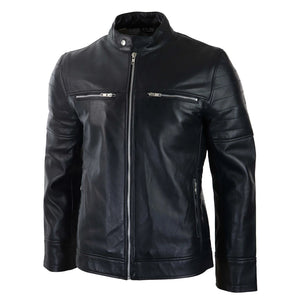 Giacca Corta da Uomo Biker Corto in Vera Pelle retro Vintage - Infinity Leather - 3