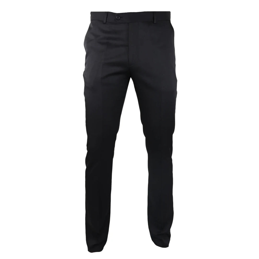 Pantaloni da Smoking in Raso Nero da Uomo Formali Classici Eleganti - TruClothing.com - 1