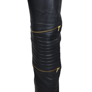 Herren Echtleder Jeans Schwarz Weiß Gold Retro Klassisch Vintage Goth Punk - Infinity Leather - 4