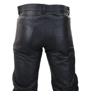 Herren Echtleder Jeans Schwarz Weiß Gold Retro Klassisch Vintage Goth Punk - Infinity Leather - 5