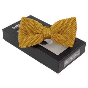 Herren Jungen Damen Unisex Gestrickte Fliege Woven Vintage Classic Smoking - Gold - Marc Darcy - 4