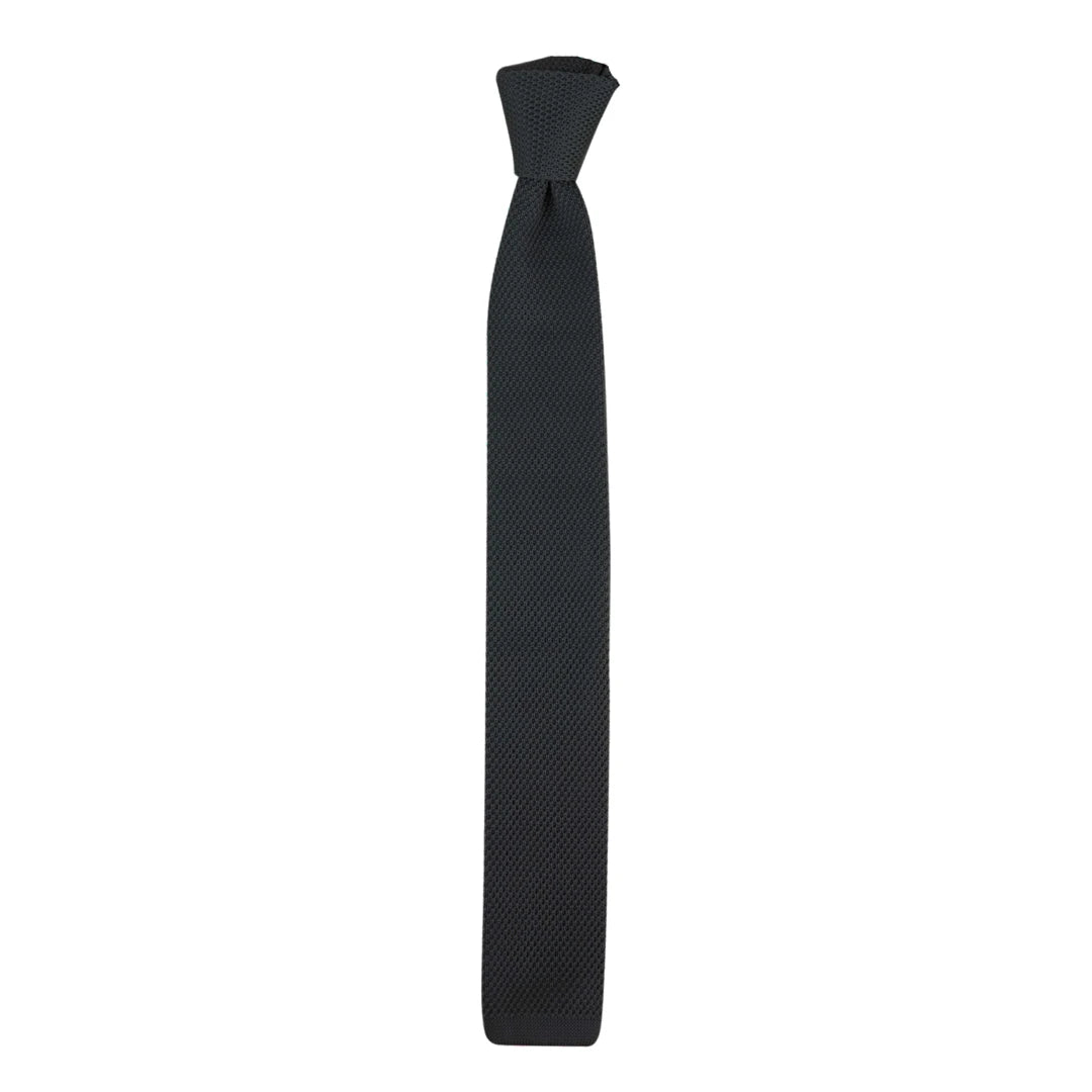 Men's Boys Women's Unisex Knitted Tie For Wedding Prom - Black - Marc Darcy - 1