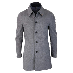 Men's Brando Mac Overcoat Jacket High Collar Zip Button - Grey - House of Cavani - 1