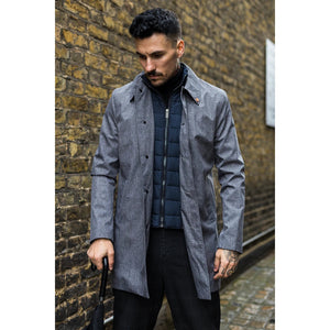 Men's Brando Mac Overcoat Jacket High Collar Zip Button - Grey - House of Cavani - 2