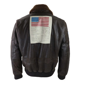 Brązowa kurtka pilotka męska Top Gun z przetartą fakturą i futrzanym kołnierzem - Infinity Leather - 7