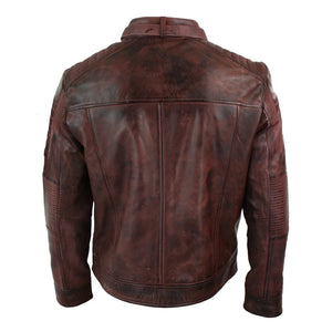 Braune Herren-Lederjacke mit Kreuzreißverschluss und Biker-Racer-Passform - Aviatrix - 5