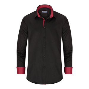 Biała koszula męska bawełniana elegancka z długim rękawem - Czarny - TruClothing.com - 4