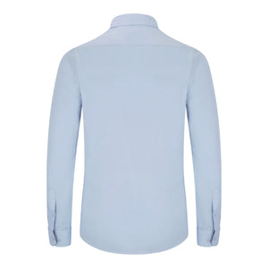 Biała koszula męska bawełniana elegancka z długim rękawem - Niebieski - TruClothing.com - 12