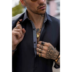 Biała koszula męska bawełniana elegancka z długim rękawem - Szary - TruClothing.com - 16