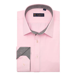 Biała koszula męska bawełniana elegancka z długim rękawem - Różowy - TruClothing.com - 31