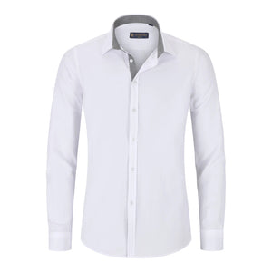 Biała koszula męska bawełniana elegancka z długim rękawem - Biały - TruClothing.com - 35