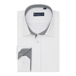 Biała koszula męska bawełniana elegancka z długim rękawem - Biały - TruClothing.com - 36