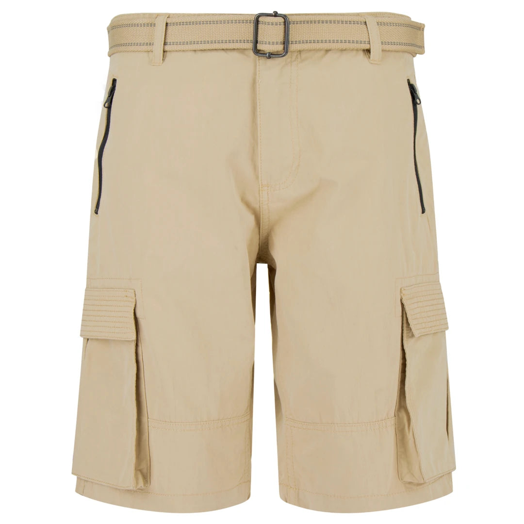 Men's Chino Shorts Belt Cotton Summer Holiday Beach Cargo Combat - Beige - TruClothing.com - 1