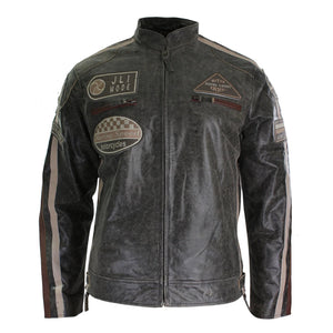 Giacca di Pelle da Uomo Classica Stile Biker Marrone Grigia Casual da Pilota - Nocciola - Aviatrix - 8