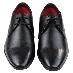 Mens Classic Black Laced Leather Shoes Smart Casual Formal Plain Simple - House of Cavani - 4