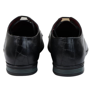 Mens Classic Black Laced Leather Shoes Smart Casual Formal Plain Simple - House of Cavani - 5