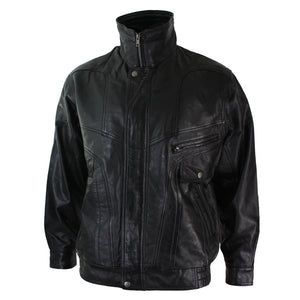 Giacca Classica da Uomo Bomber in Vera Pelle Nubuck Scolorita Nera o Marrone - Nero - Infinity Leather - 14