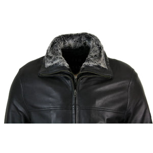 Giacca Lunga da Uomo in Vera Pelle Calda Invernale con Colletto in Pelo - LLD - 4