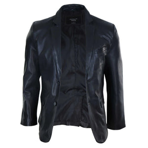 Giacca Blazer da Uomo in Vera Pelle stile Clasicco Elegante con 2 Bottoni - Nero - Infinity Leather - 3