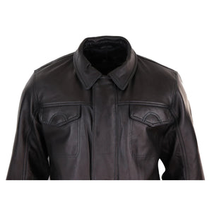 Męska klasyczna skórzana kurtka safari płaszcz ze skóry Napa miękka skóra Regular Fit - Infinity Leather - 3