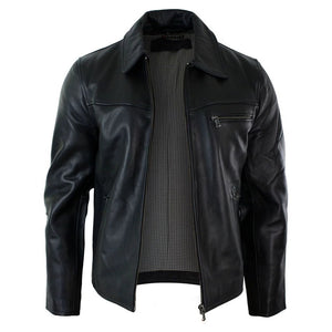 Giacca Classica sa Uomo in Vera Pelle Morbida Stile Casual Elegante Fit - Nero - Infinity Leather - 8