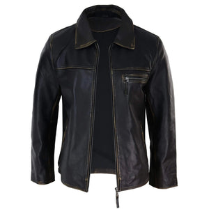 Giacca Classica sa Uomo in Vera Pelle Morbida Stile Casual Elegante Fit - Marrone Sella - Infinity Leather - 3