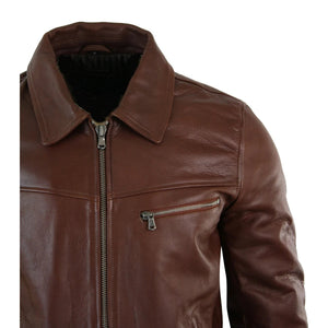 Giacca Classica sa Uomo in Vera Pelle Morbida Stile Casual Elegante Fit - Nocciola - Infinity Leather - 18