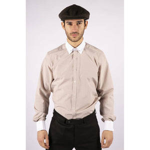 Men's Club Collar Shirt With Bar Poplin Pin Check 1920s Blinders - Beige - TruClothing.com - 10