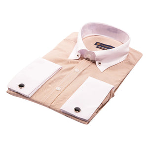 Men's Club Collar Shirt With Bar Poplin Pin Check 1920s Blinders - Beige - TruClothing.com - 11