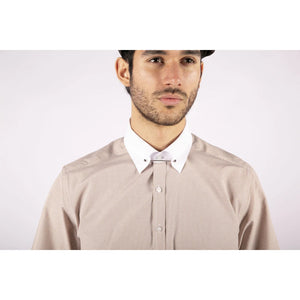 Men's Club Collar Shirt With Bar Poplin Pin Check 1920s Blinders - Beige - TruClothing.com - 12