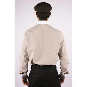 Men's Club Collar Shirt With Bar Poplin Pin Check 1920s Blinders - Beige - TruClothing.com - 13