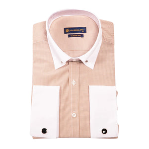 Men's Club Collar Shirt With Bar Poplin Pin Check 1920s Blinders - Beige - TruClothing.com - 9