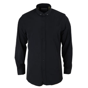 Men's Club Collar Shirt With Bar Poplin Pin Check 1920s Blinders - Black - TruClothing.com - 1