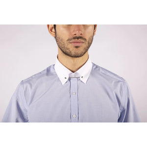 Men's Club Collar Shirt With Bar Poplin Pin Check 1920s Blinders - Blue - TruClothing.com - 17