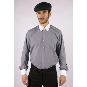 Men's Club Collar Shirt With Bar Poplin Pin Check 1920s Blinders - Navy - TruClothing.com - 20
