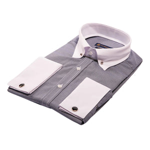Men's Club Collar Shirt With Bar Poplin Pin Check 1920s Blinders - Navy - TruClothing.com - 21