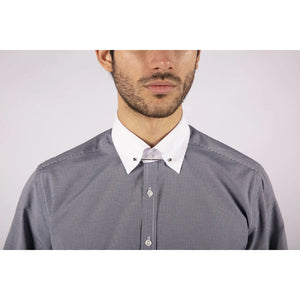 Men's Club Collar Shirt With Bar Poplin Pin Check 1920s Blinders - Navy - TruClothing.com - 22