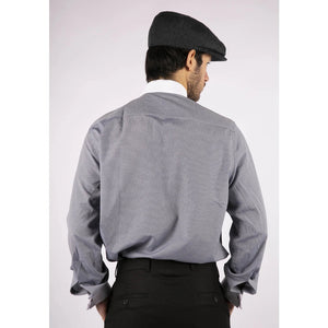 Men's Club Collar Shirt With Bar Poplin Pin Check 1920s Blinders - Navy - TruClothing.com - 23