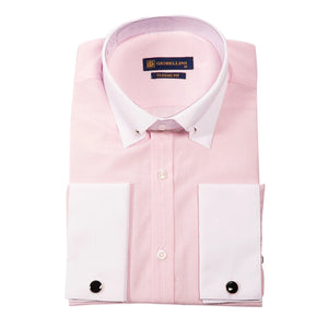 Men's Club Collar Shirt With Bar Poplin Pin Check 1920s Blinders - Pink - TruClothing.com - 24