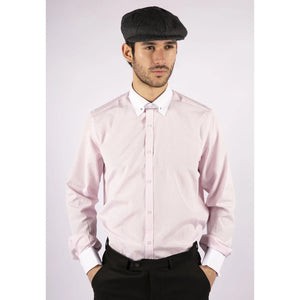 Men's Club Collar Shirt With Bar Poplin Pin Check 1920s Blinders - Pink - TruClothing.com - 25