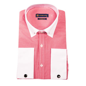 Men's Club Collar Shirt With Bar Poplin Pin Check 1920s Blinders - Red - TruClothing.com - 28