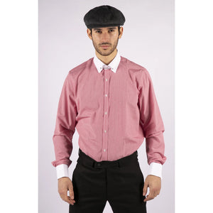 Men's Club Collar Shirt With Bar Poplin Pin Check 1920s Blinders - Red - TruClothing.com - 29