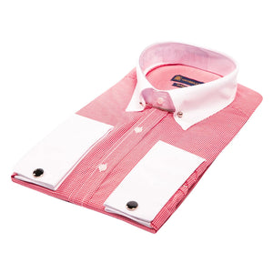 Men's Club Collar Shirt With Bar Poplin Pin Check 1920s Blinders - Red - TruClothing.com - 30