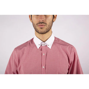 Men's Club Collar Shirt With Bar Poplin Pin Check 1920s Blinders - Red - TruClothing.com - 31